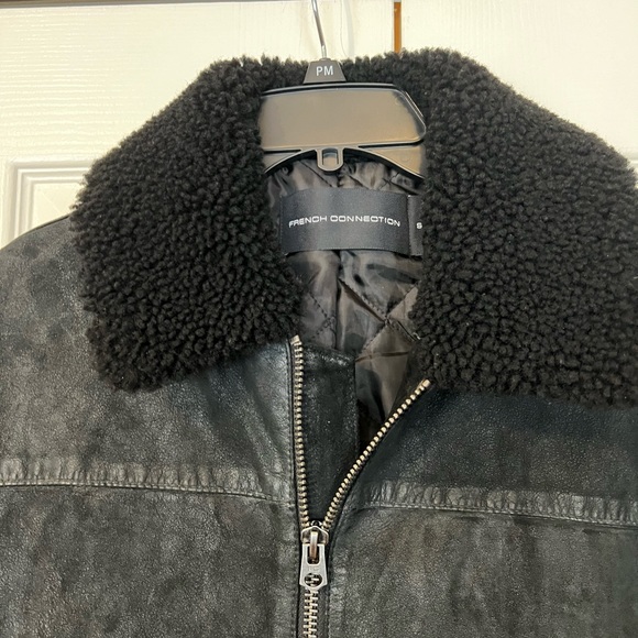 Black leather French Connection jacket size small - Picture 2 of 4